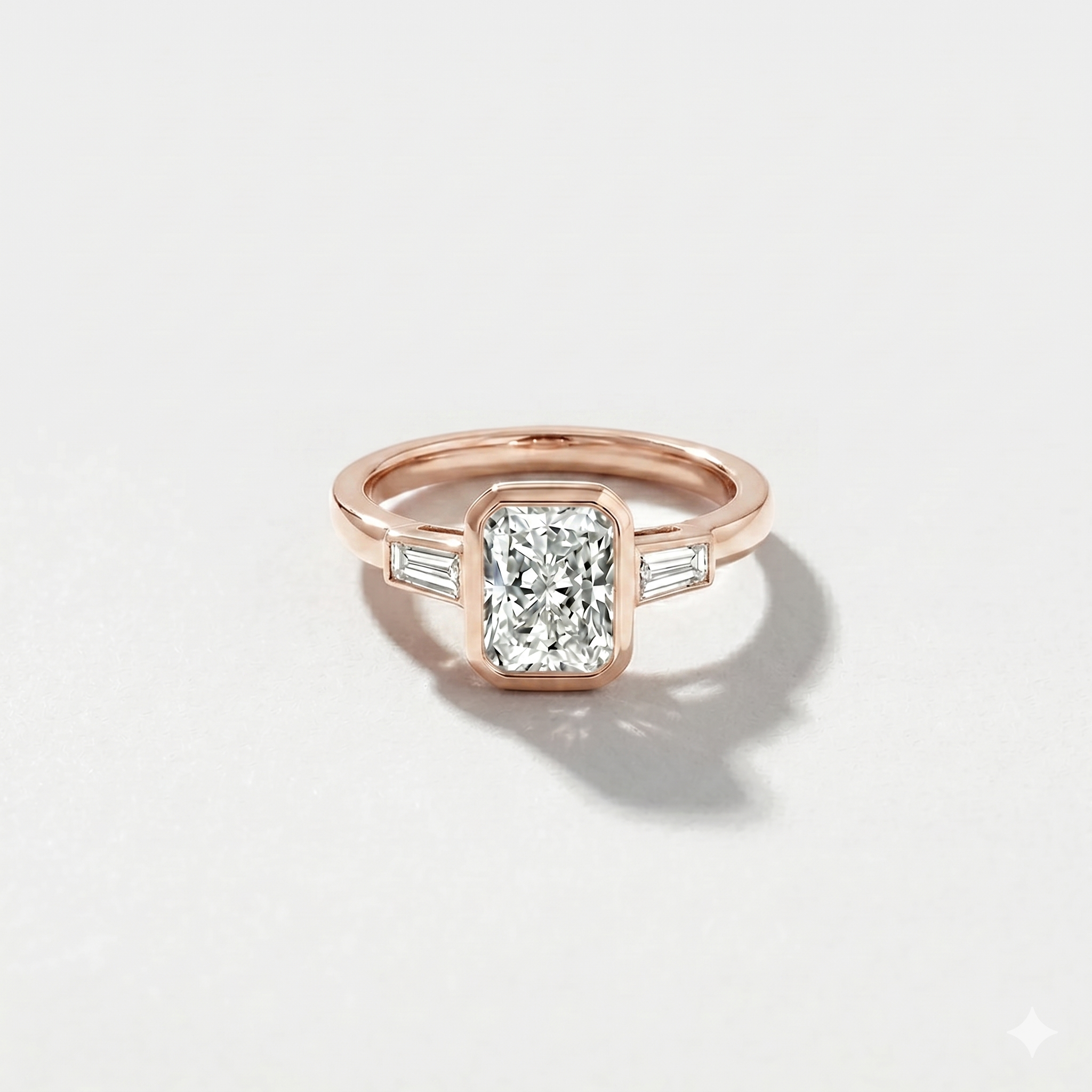 Bezel Baguette Lab Grown Diamond Engagement Ring