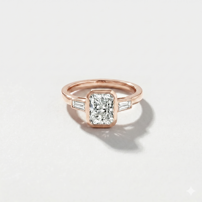 Bezel Baguette Lab Grown Diamond Engagement Ring