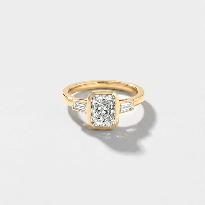 Bezel Baguette Lab Grown Diamond Engagement Ring