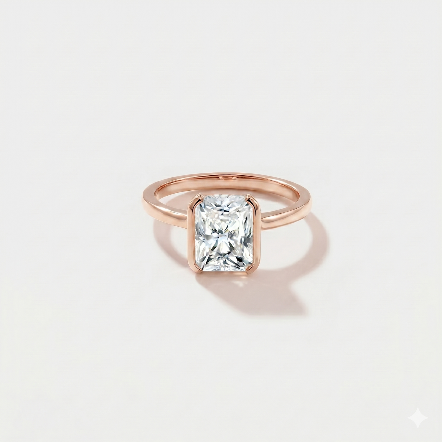 Half Bezel Lab Grown Diamond Engagement Ring