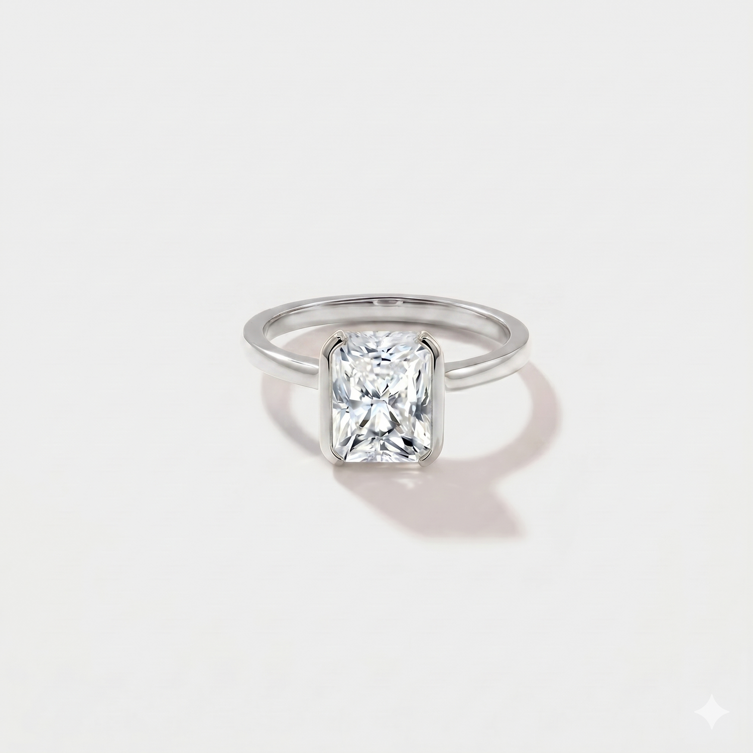 Half Bezel Lab Grown Diamond Engagement Ring