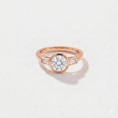 Bezel Baguette Lab Grown Diamond Engagement Ring