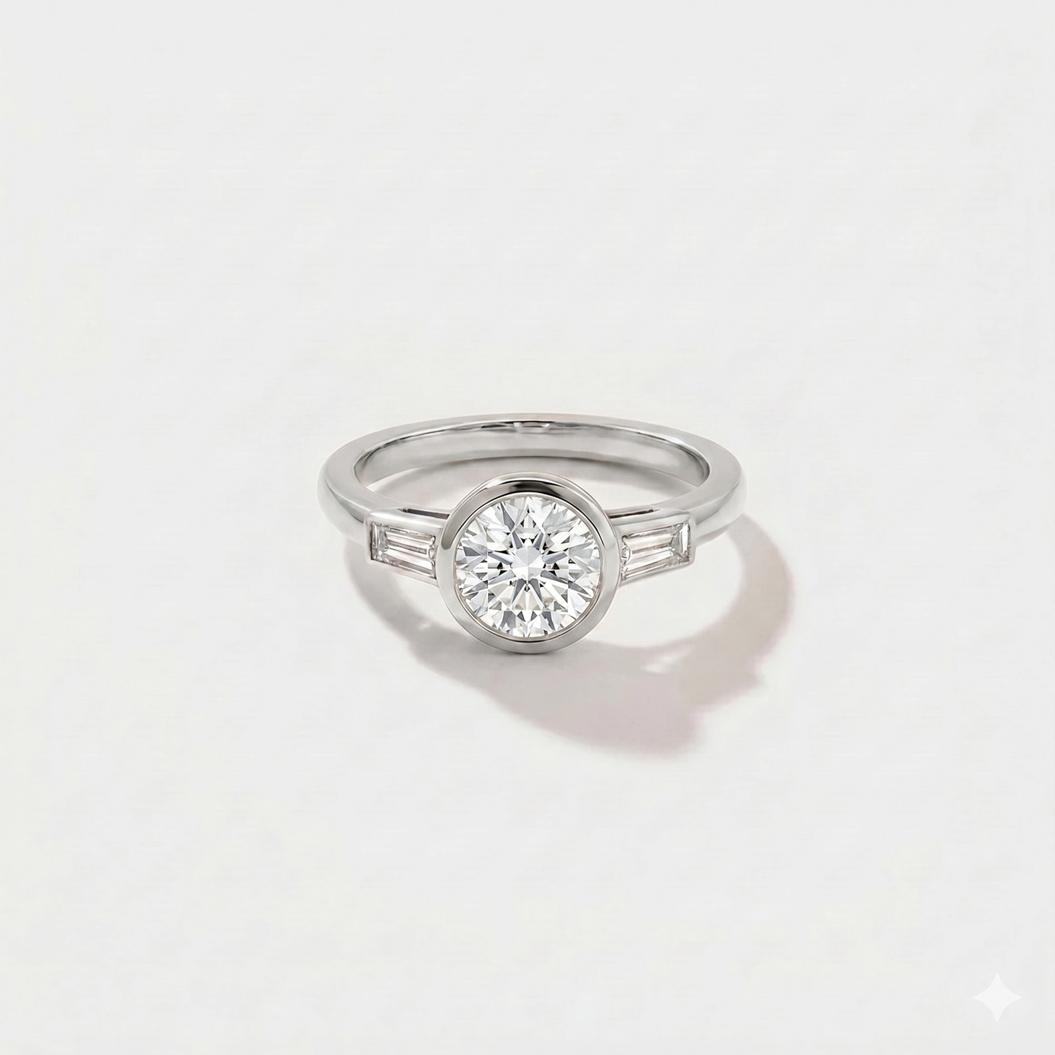 Bezel Baguette Lab Grown Diamond Engagement Ring