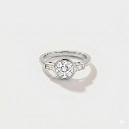 Bezel Baguette Lab Grown Diamond Engagement Ring