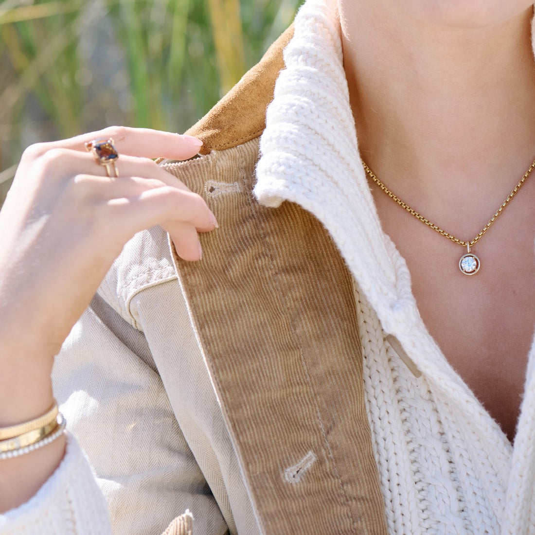 14k gold round lab-grown diamond pendant necklace, 1.5 carats