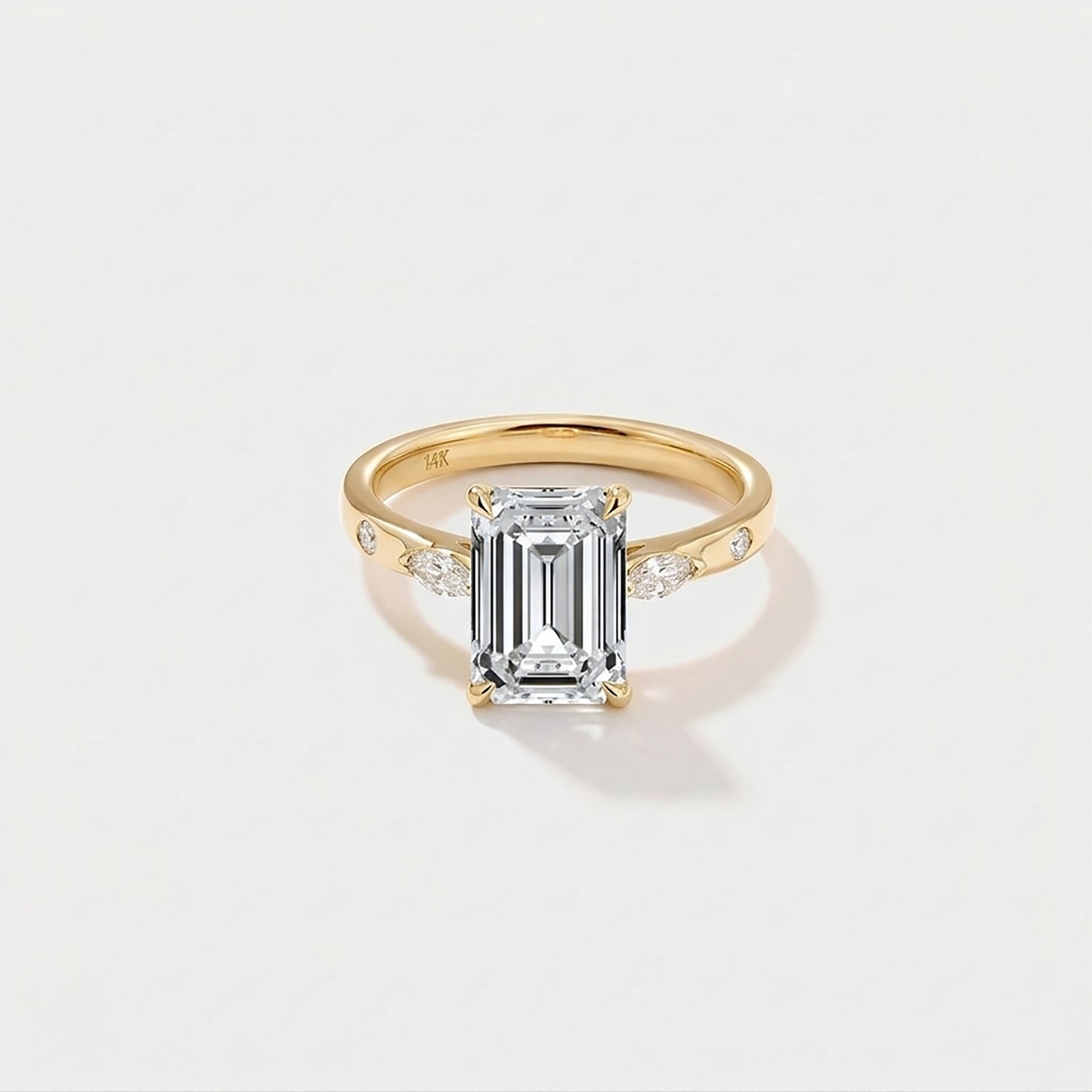 emerald cut lab grown diamond engagement ring