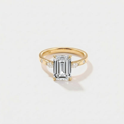 emerald cut lab grown diamond engagement ring