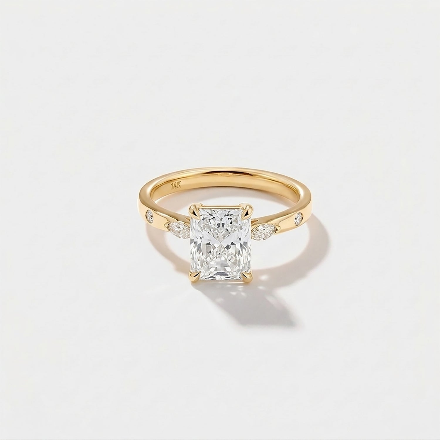 radiant lab grown diamond engagement ring