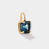Cushion cut London blue topaz pendant in 14k gold with green lab diamond accents inspired by the Wequassett ring by Cove Fine Jewelry.